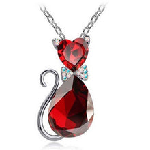 Austrian Crystal Cat Pendant Chain Necklace