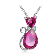 Austrian Crystal Cat Pendant Chain Necklace