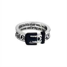 "If tears could build a stairway, I would walk right up to Heaven" Belt Buckle Dog Paw Prints Ring