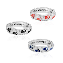 "When I am with my pet... I am complete" Paw Footprints Ring