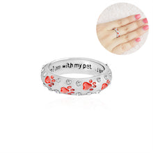 "When I am with my pet... I am complete" Paw Footprints Ring